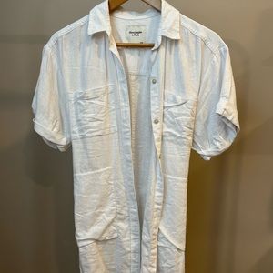 Abercrombie & Fitch Oversized White Linen Overshirt